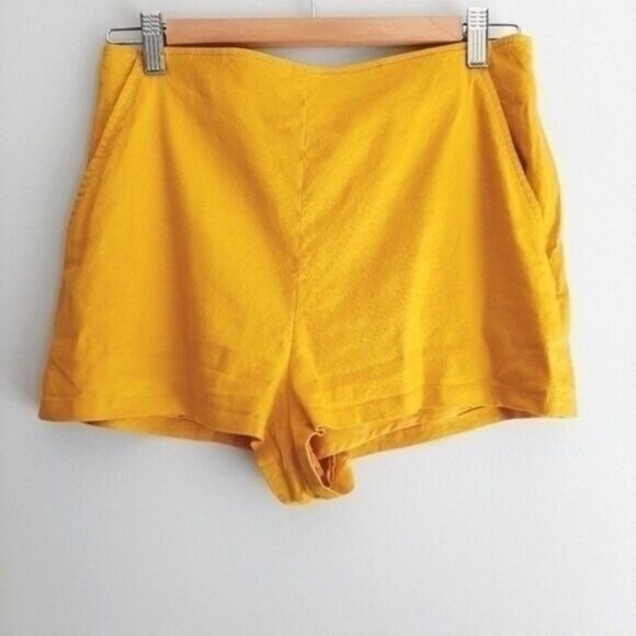 LEITH | Nordstrom Linen Blend High Waisted Yellow Shorts Sz S - Picture 2 of 11